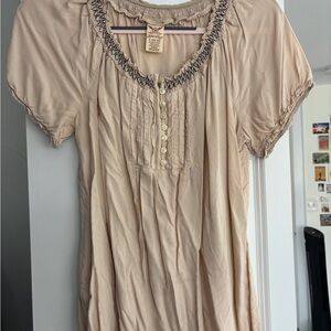 Lucky Brand Cream Blouse with Button Accents